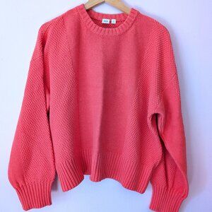 GAP Mix-Stitch Cotton Sweater in hot coral color size XL